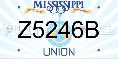 Z5246B Mississippi License Plate