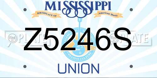 Z5246S Mississippi License Plate