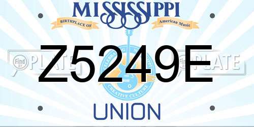 Z5249E Mississippi License Plate