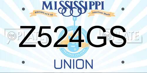 Z524GS Mississippi License Plate