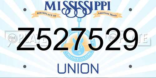 Z527529 Mississippi License Plate