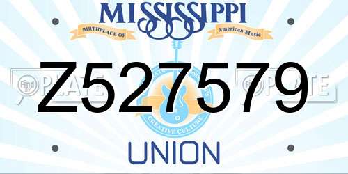 Z527579 Mississippi License Plate