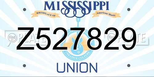 Z527829 Mississippi License Plate