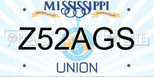 Z52AGS Mississippi License Plate