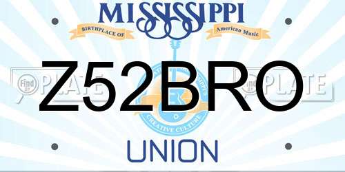 Z52BRO Mississippi License Plate