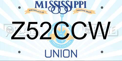 Z52CCW Mississippi License Plate
