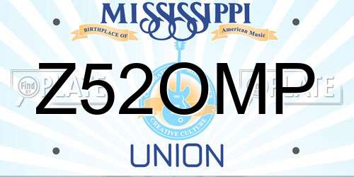 Z52OMP Mississippi License Plate