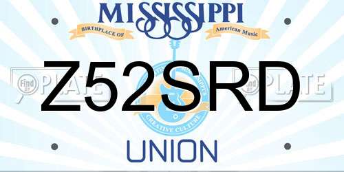 Z52SRD Mississippi License Plate