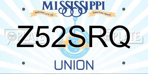 Z52SRQ Mississippi License Plate
