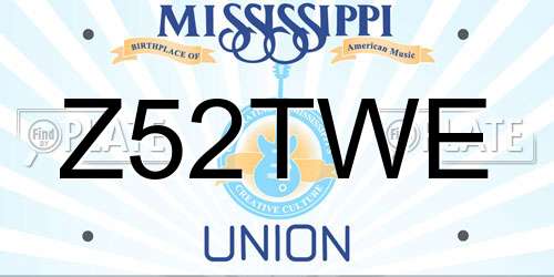 Z52TWE Mississippi License Plate