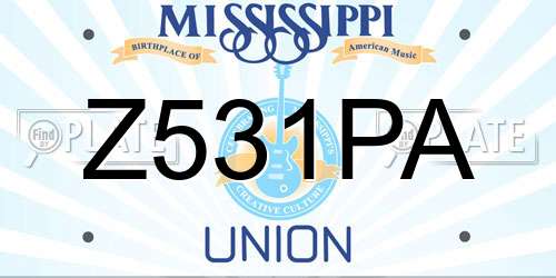 Z531PA Mississippi License Plate