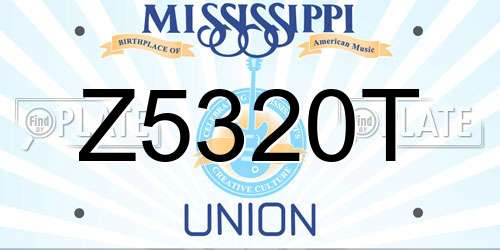 Z5320T Mississippi License Plate