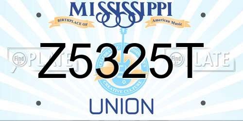 Z5325T Mississippi License Plate