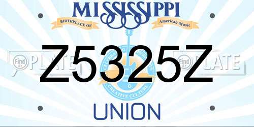 Z5325Z Mississippi License Plate