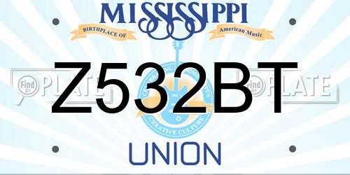 Z532BT Mississippi License Plate