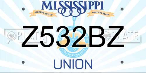 Z532BZ Mississippi License Plate