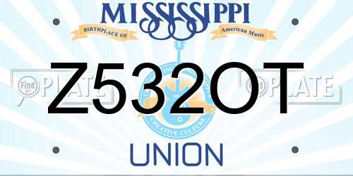 Z532OT Mississippi License Plate