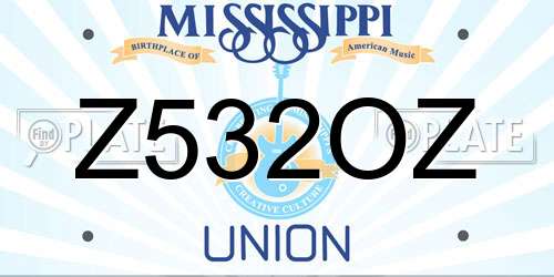 Z532OZ Mississippi License Plate