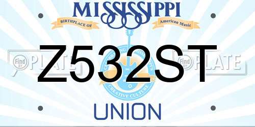 Z532ST Mississippi License Plate
