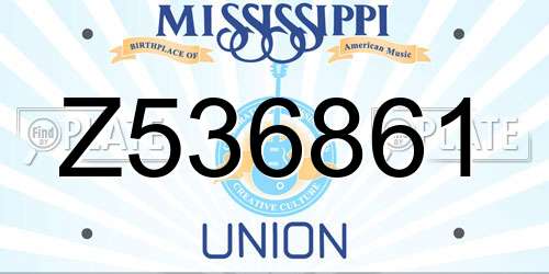 Z536861 Mississippi License Plate
