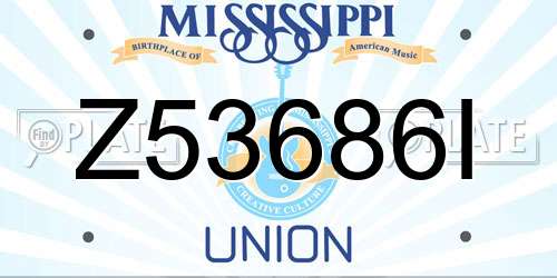 Z53686I Mississippi License Plate