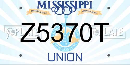 Z5370T Mississippi License Plate