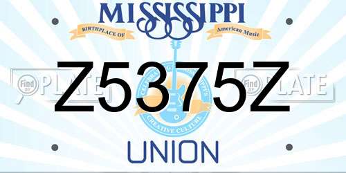 Z5375Z Mississippi License Plate