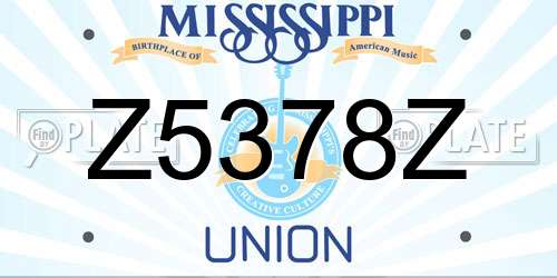 Z5378Z Mississippi License Plate
