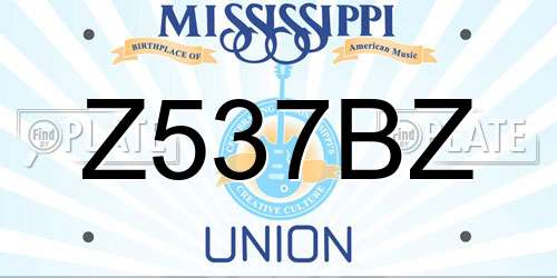 Z537BZ Mississippi License Plate