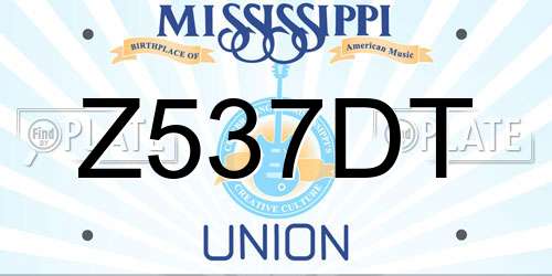 Z537DT Mississippi License Plate