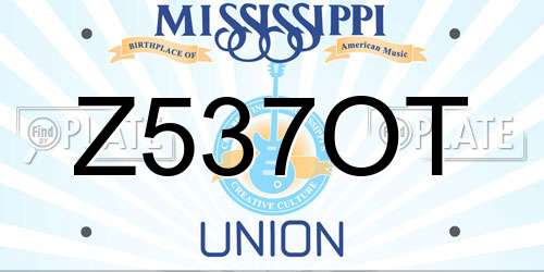 Z537OT Mississippi License Plate