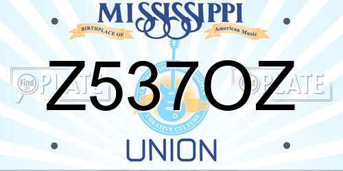 Z537OZ Mississippi License Plate