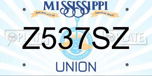 Z537SZ Mississippi License Plate