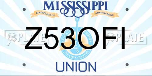 Z53OFI Mississippi License Plate