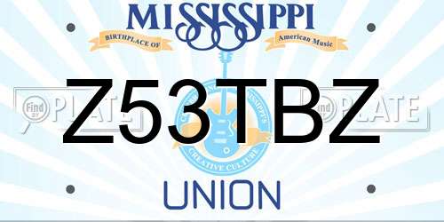 Z53TBZ Mississippi License Plate