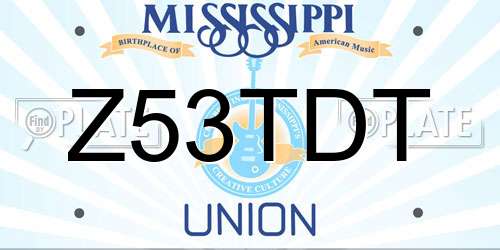 Z53TDT Mississippi License Plate