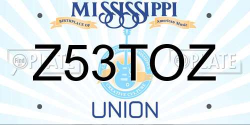 Z53TOZ Mississippi License Plate