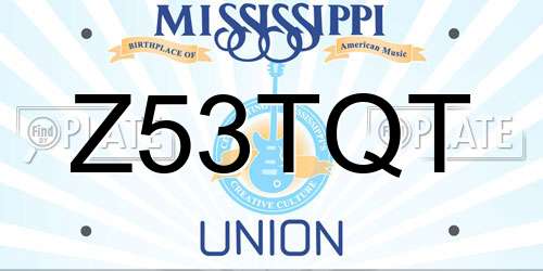 Z53TQT Mississippi License Plate