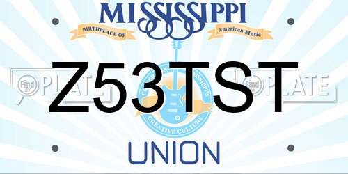 Z53TST Mississippi License Plate