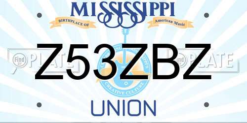 Z53ZBZ Mississippi License Plate
