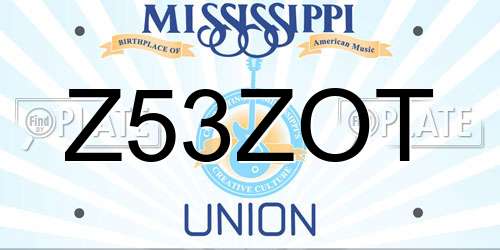 Z53ZOT Mississippi License Plate