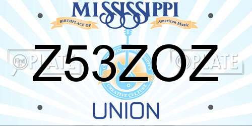 Z53ZOZ Mississippi License Plate