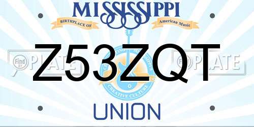 Z53ZQT Mississippi License Plate
