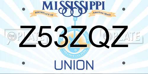 Z53ZQZ Mississippi License Plate
