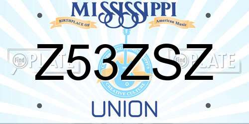 Z53ZSZ Mississippi License Plate