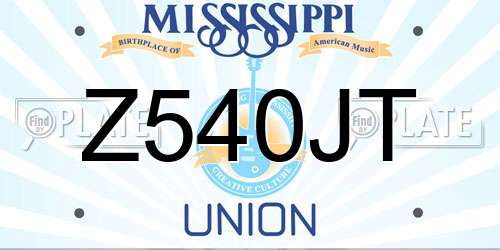 Z540JT Mississippi License Plate