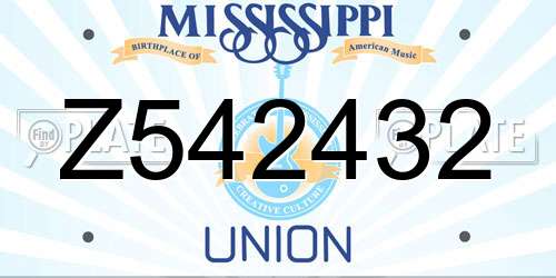 Z542432 Mississippi License Plate