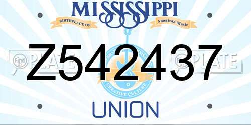 Z542437 Mississippi License Plate