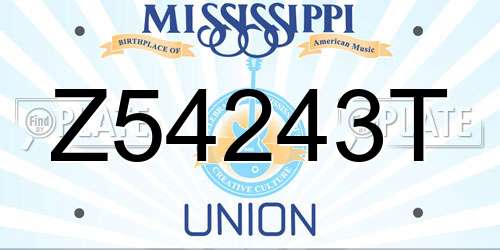 Z54243T Mississippi License Plate