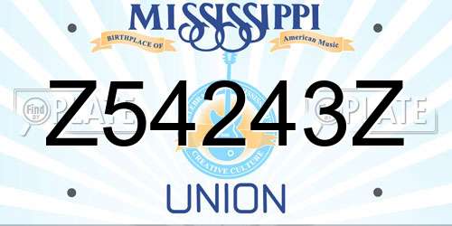 Z54243Z Mississippi License Plate
